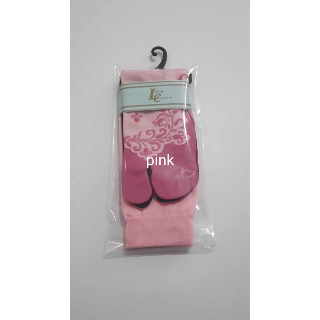 kaos kaki jempol motif wanita muslimah /bunga akar-pink