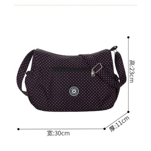 TAS SELEMPANG WANITA IMPORT KANVAS HITAM POLKADOT PURPLE RYMEA TA273B5 TERBARU BATAM MURAH KOREA ORI