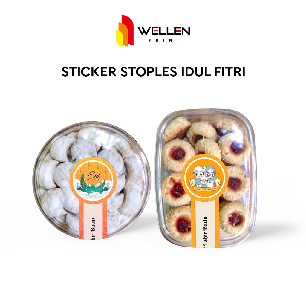 WELLEN PRINT - Cetak Sticker Label Stoples Lebaran Idul Fitri / Custom Stiker Segel Toples Makanan Kue Kering