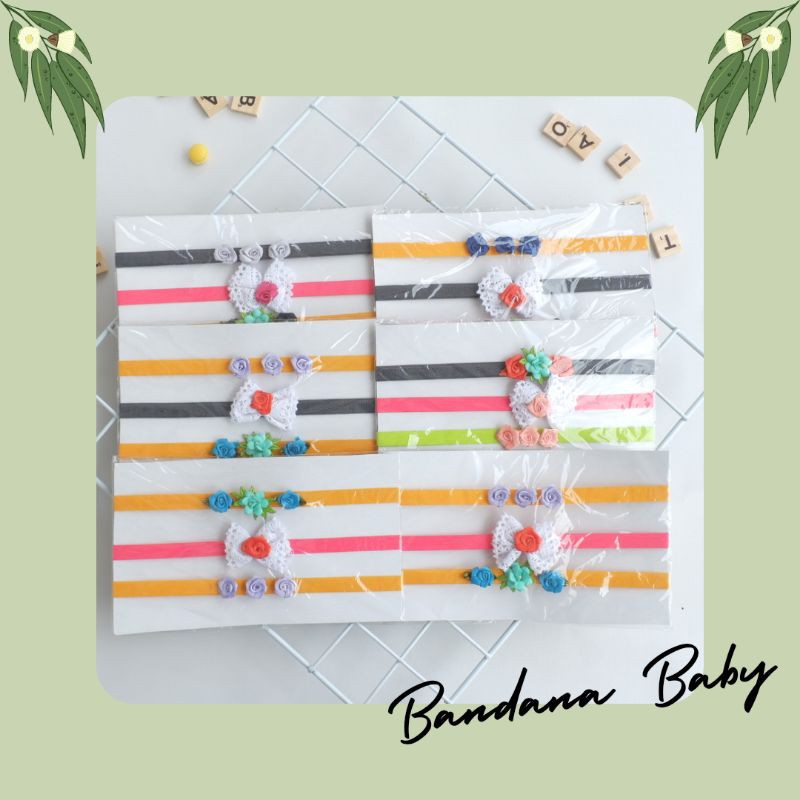 Bandana Karet Isi 3 pcs / Bandana Bunga / Bandana pita