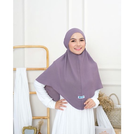 AMINA BERGO, Kerudung Hijab Instan Khimar Panjang Sedang Menutup Dada Langsung Pakai Tali Ikat Belak