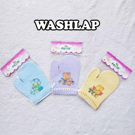 3 Pcs OKIYO Washlap Sarung Tangan Mandi Lap Mandi Bayi - Jari Dan Kotak