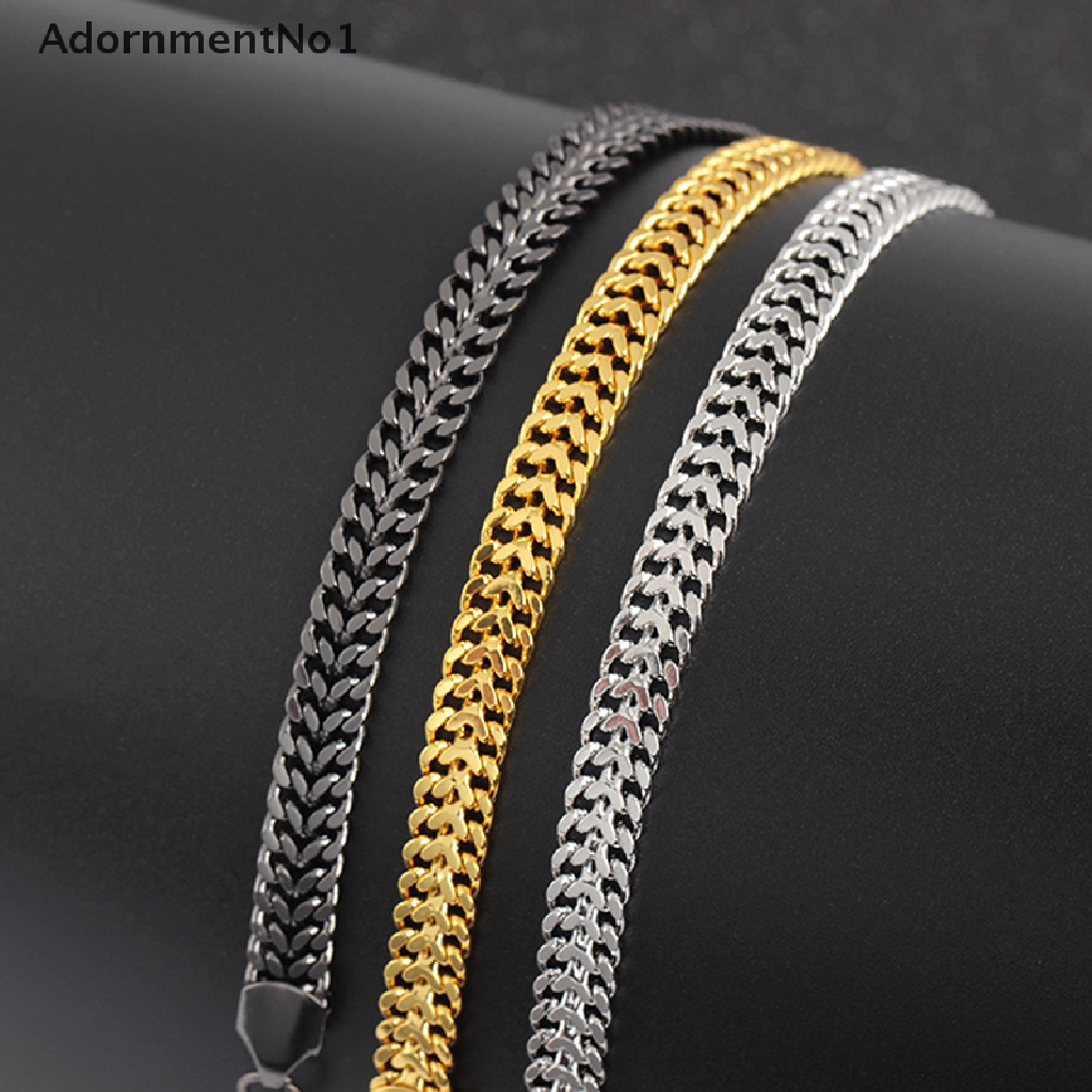 (AdornmentNo1) Gelang Tangan Rantai Stainless Steel Mewah Gaya Hip Hop Untuk Pria