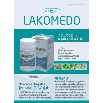 Kapsul Lakomedo Obat Herbal untuk Jerawat berlebih ISI 60 KAPSUL | BPOM | ORIGINAL