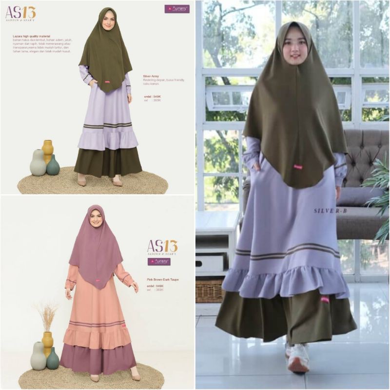 Baju Gamis Terbaru Syar'i Set Hijab Muslimah Lazara High Quality Material AS 13 Aurany