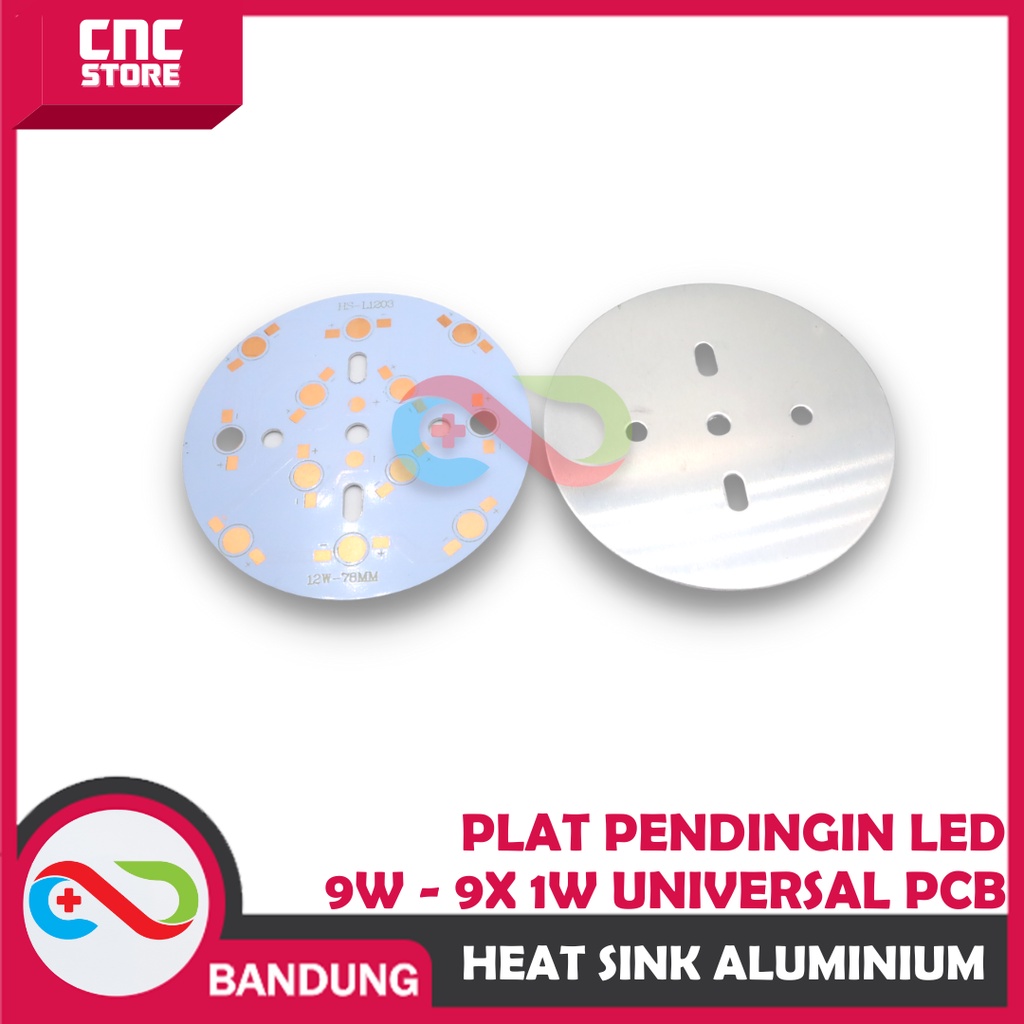 HEAT SINK ALUMINIUM PLAT PENDINGIN LED 9W - 9X 1W UNIVERSAL PCB HEATSINK DIAMETER 78MM ALUM