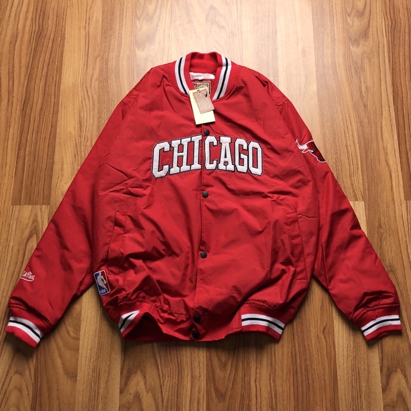 JAKET BOMBER VARSITY - CHICAGO MERAH FULLTAG JACKET BASEBALL COACH MIRROR ORIGINAL