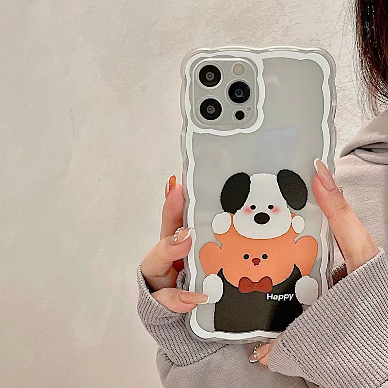 Soft Case Silikon TPU Transparan Motif Beruang Anjing Untuk IPhone 12 13 SE 2020 6 6S 7 8 Plus X XS XR 11 Pro Max