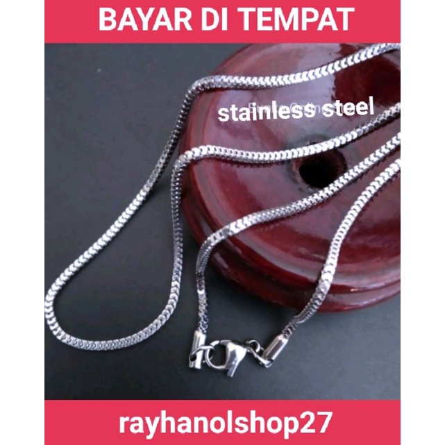 KALUNG MOTIF BELUT GEPENG DAN MILANO KACA KALUNG TITANIUM PRIA/WANITA DEWASA, REMAJA ANTI KARAT LAPIS EMAS 24 K