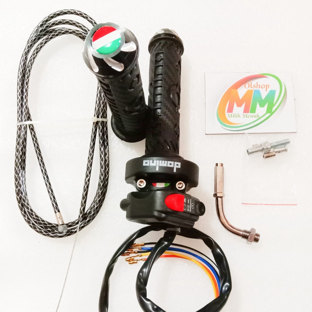 Gas Spontan 1 Kabel + Handgrip Jalu + 1 Kabel Gas Serat = Mio Sporty, Beat Karbu, Xeon Karbu, Vario 