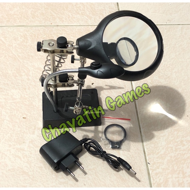 LAMPU SERVICE 5 LED KACA PEMBESAR - PCB HOLDER &amp; KEDUDUKAN SOLDER 4 IN 1 - SESUAI DENGAN FOTO