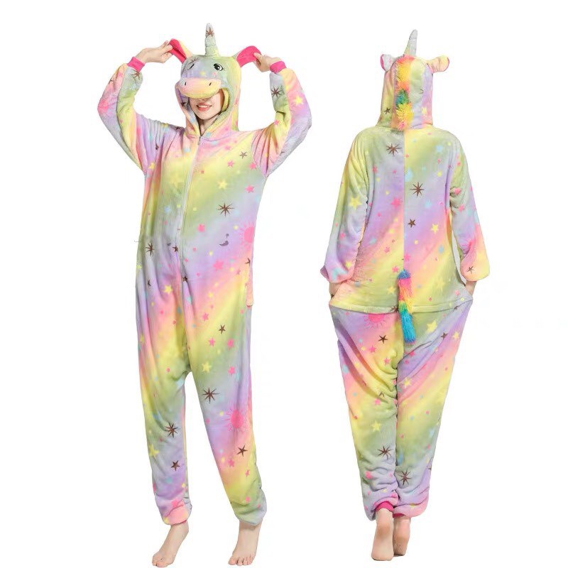  BAJU  ONESIE BONEKA UNICORN  GALAXY STARS KUNING UNGU 