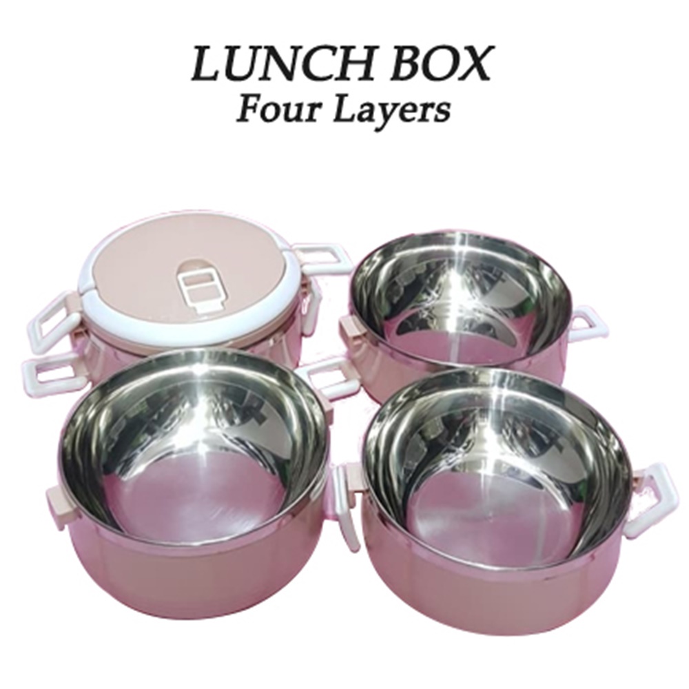 FM - Rantang Makan bulat Lunch box stainless steel susun 4 polos