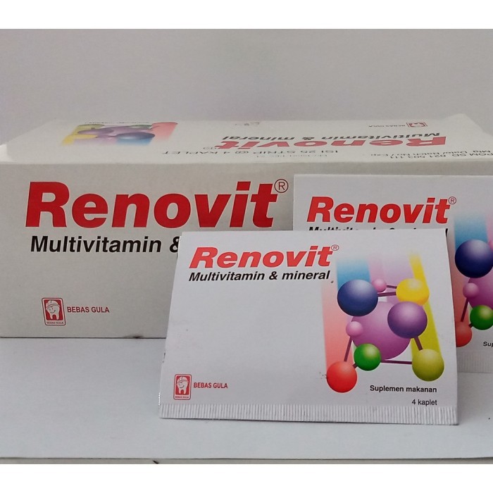 Renovit isi 4 kaplet. Multivitamin dan mineral untuk daya tahan tubuh.