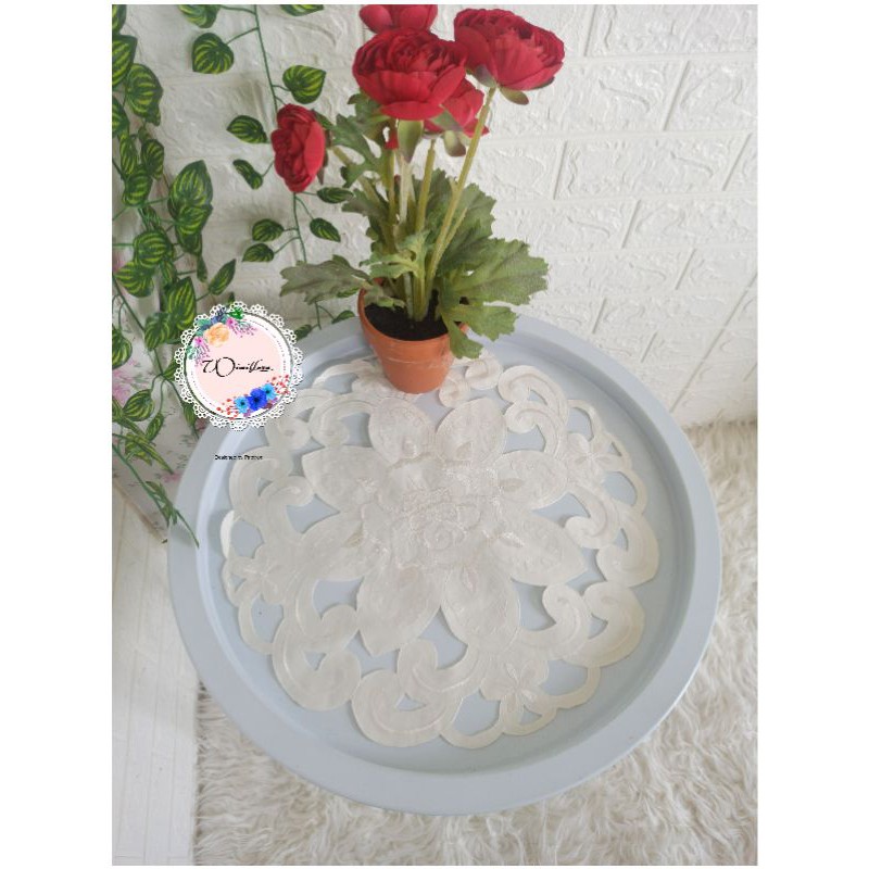 TAPLAK MEJA TAMU BULAT KECIL IMPORT / TAPLAK MEJA TAMU BULAT KERANCANG / TAPLAK MEJA BULAT / TAPLAK