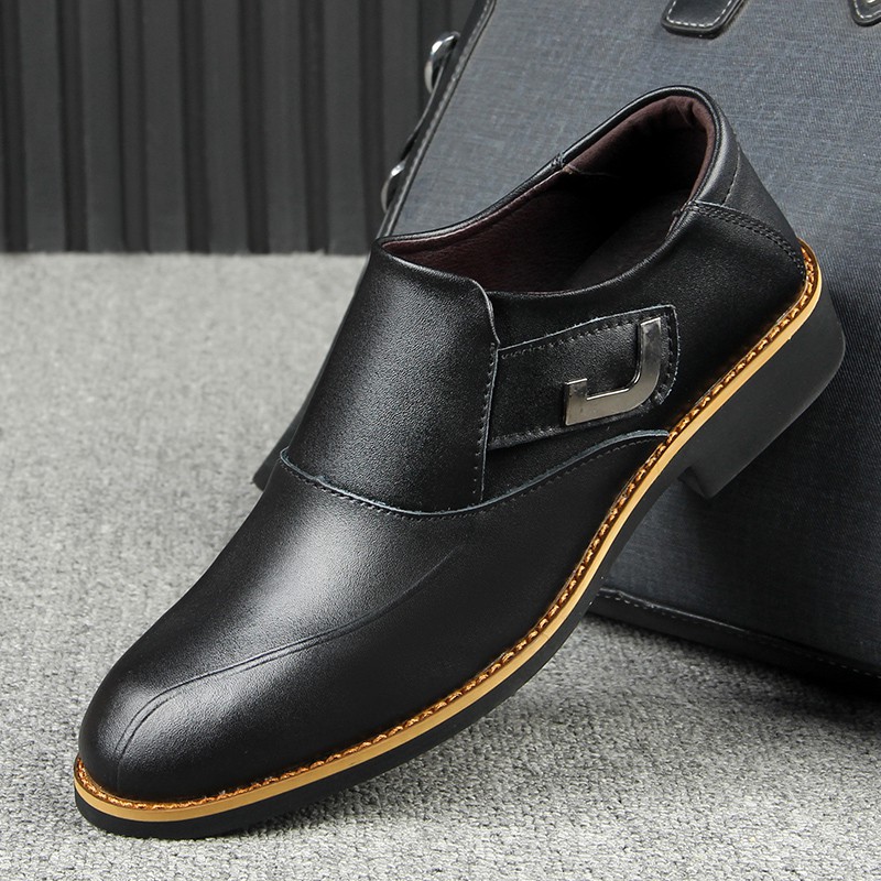 Korean Style Formal Office Men Slip On Shoes Monk Strap Wedding