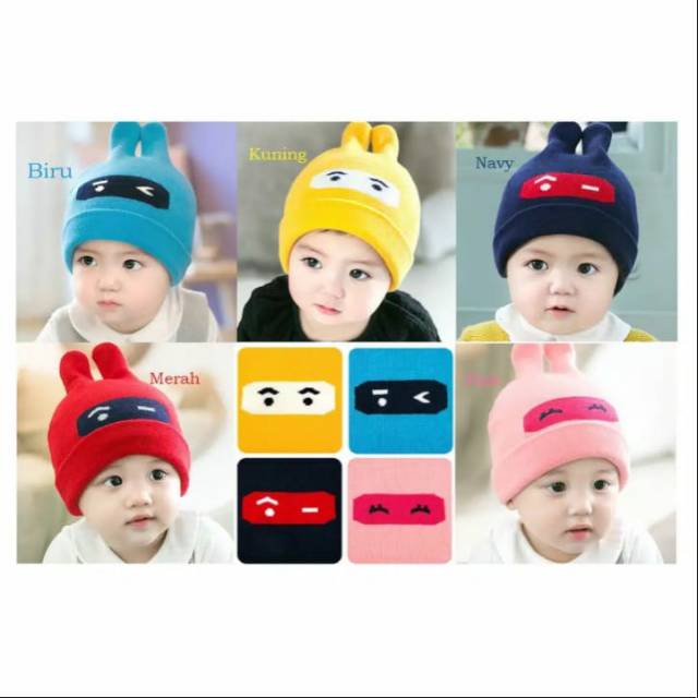 ♥BabyYank♥ TOPI KUPLUK RAJUT ANAK KELINCI MATA / TOPI RAJUT IMPOR ANAK BAYI