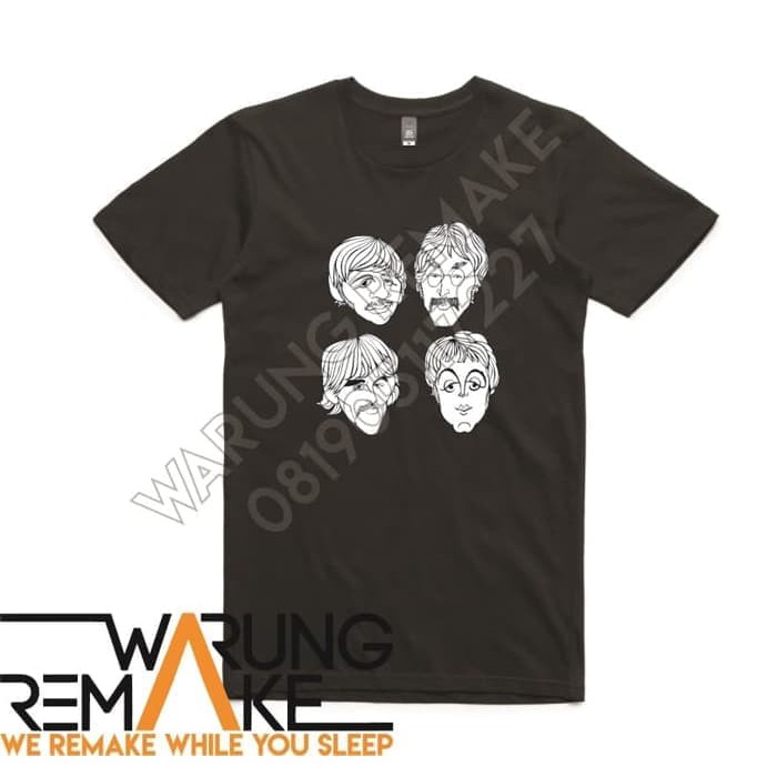 Kaos Baju Combed 30S Distro The Beatles Cartoon John Lennon Ringo Band