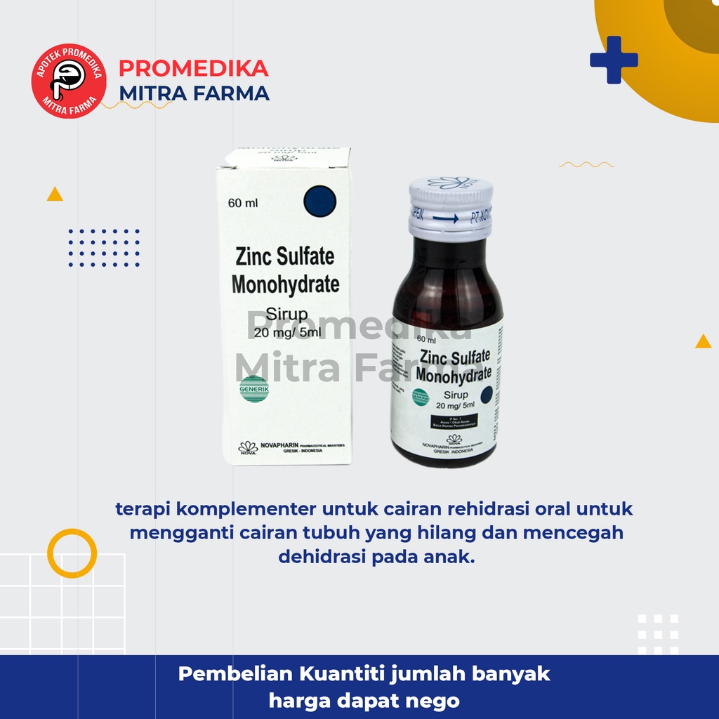Zinc Sulfate 60ml Syrup/Botol/Obat Diare Anak