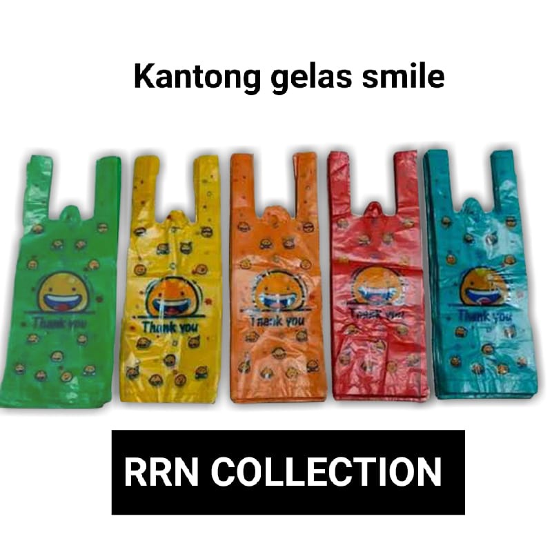 Kantong Plastik Gelas Smile /Kresek gelas smile/kantong gelas smile/Kantong Kresek Kecil Kantong Gelas Thank You Warna-Warni/kresek smile/kresek gelas plastik