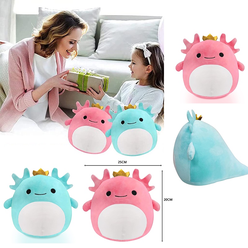 Mainan Mahkota Lembut Axolotl Animal Lucu Boneka Boneka Ulang Tahun Mewah Hadiah Bantal Anak