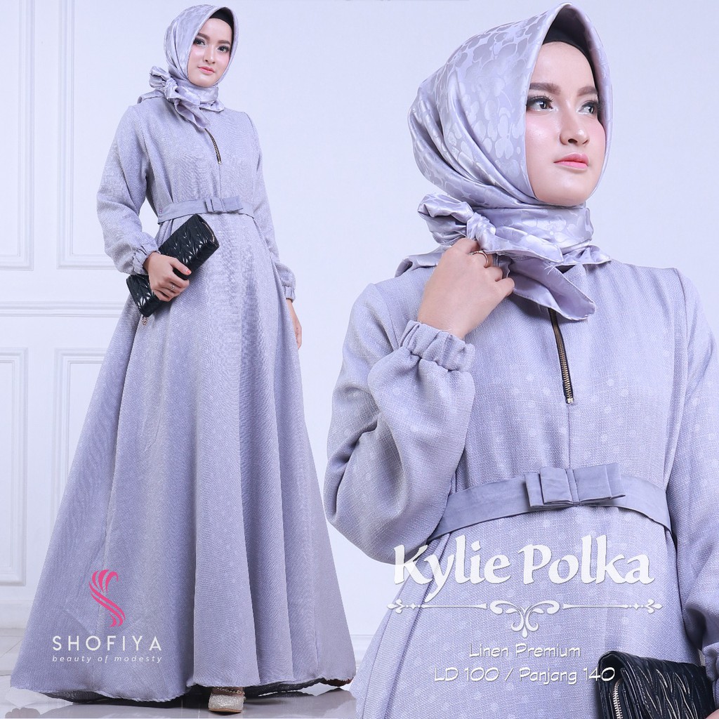 SHOFIYA - KYLIE POLKA DRESS/GAMIS SYARI/GAMIS BUSUI/GAMIS LINEN/GAMIS CANTIK