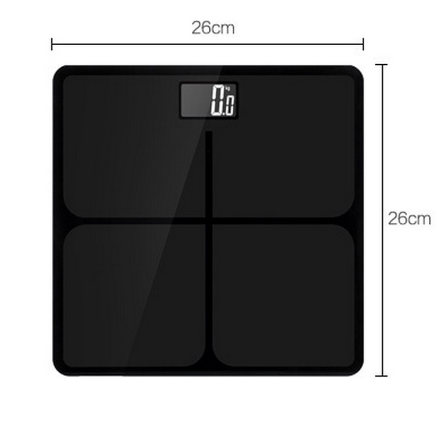 StarHome Timbangan Badan Digital Kaca Kotak 26 cm - Timbangan Digital - Digital Weight Scale Hitam