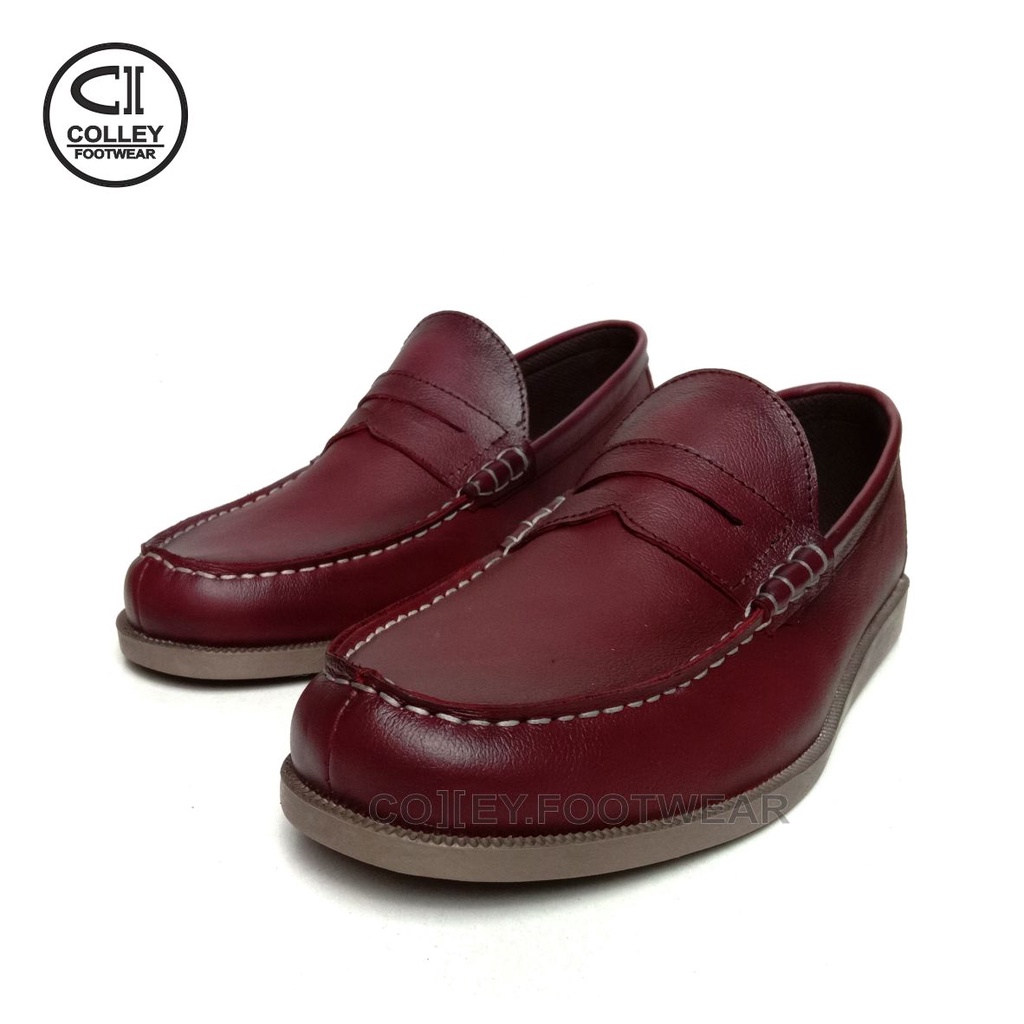 COD - 100% KULIT ASLI SEPATU KANTOR PRIA / PANTOFEL / CASSUAL  - MAROON CLY-SAMBA-035