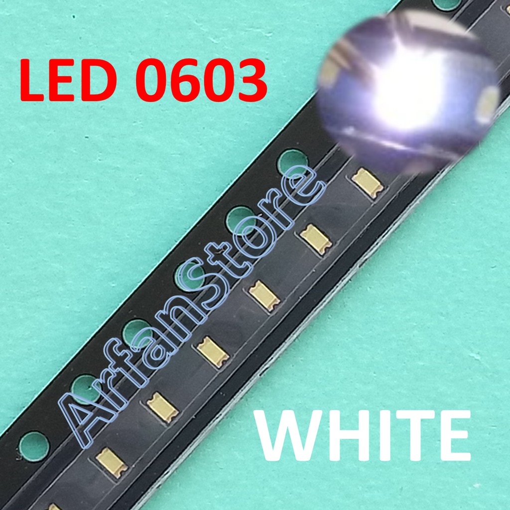 SMD LED 0603 White per 50pcs SMT Super Bright Warna Putih