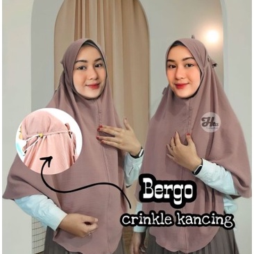 HASTARI JILBAB KERUDUNG BERGO MARYAM CRINKLE AIRFLOW KANCING SIZE XL &amp; XXL