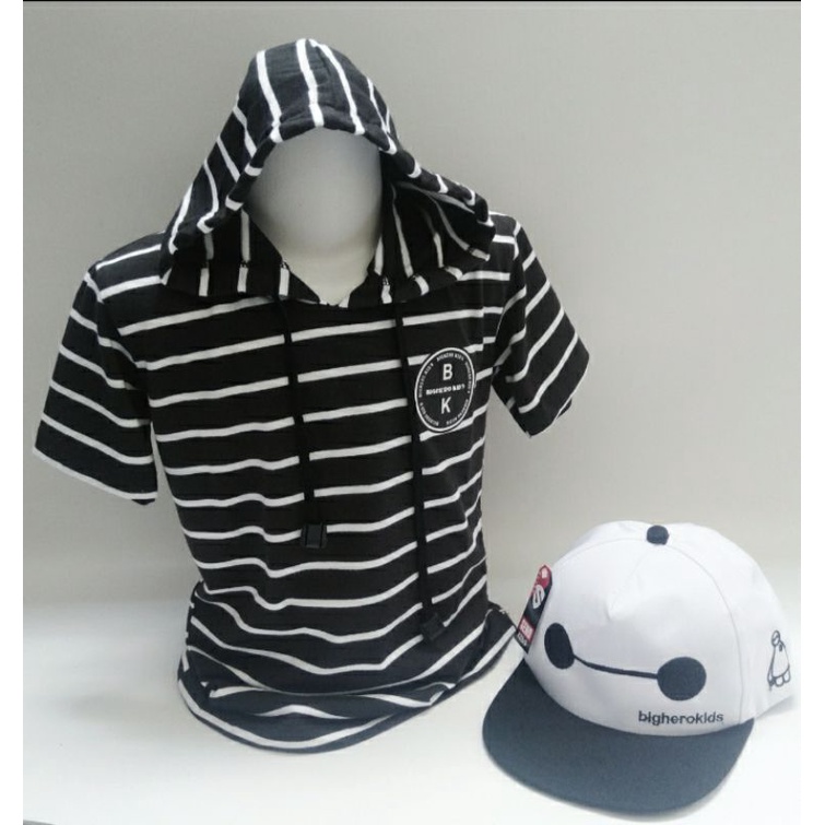 HOODIE Anak 2IN1 Kaos Kupluk Salur/Topi bordir