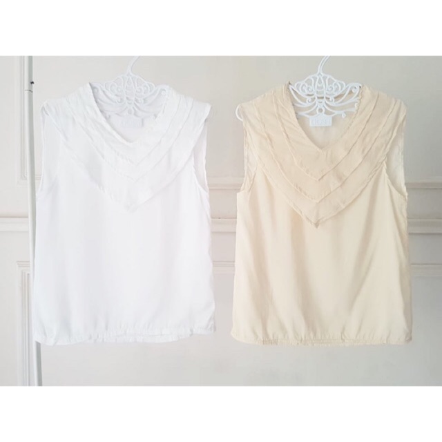 TANKTOP LEHER V SILK. TANKTOP KREM / TANKTOP PUTIH / TANKTOP ABU