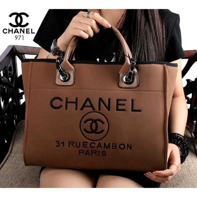 RESTOCK again New CHANEL Deauville Sharon Shopping Tote Bags Bahan Suede Vs Leather like Ori (971)
