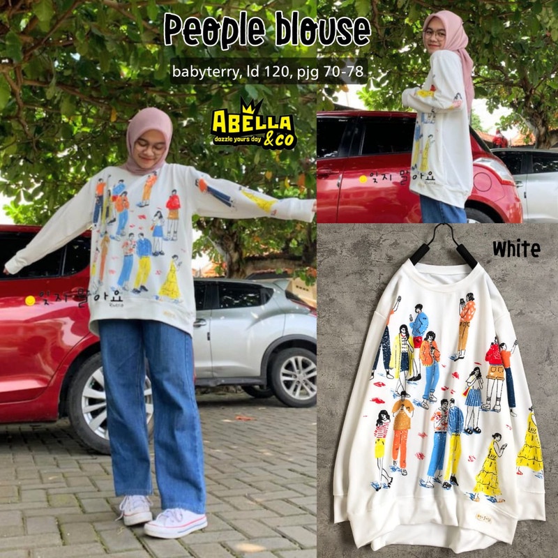 People Blouse Babyterry Import | Kaos Motif Cewek | Tunik Motif Cewek | Blouse Motif Cewek