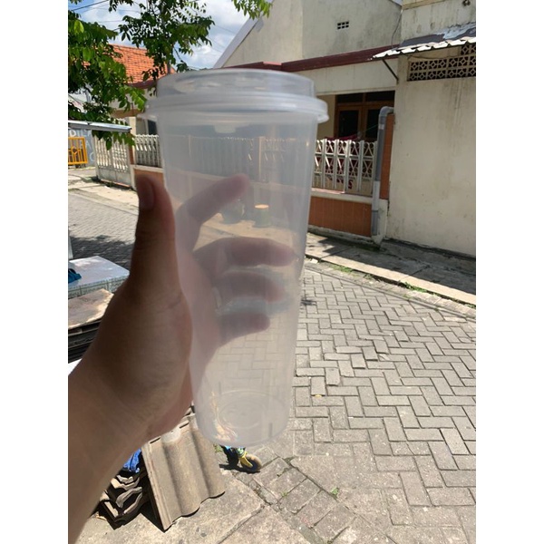 GELAS CUP (25) 700ML PLASTIK PP Inject 24OZ TUTUP BENING 12OZ 14OZ ECO FRIENDLY GELAS MINUM KEMASAN