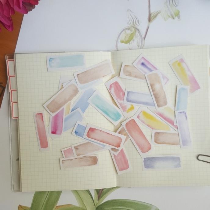 

Eklusif Writable Sticker Watercolor Mark. Sticker Bujo Dgn Background Cat Air Bagus