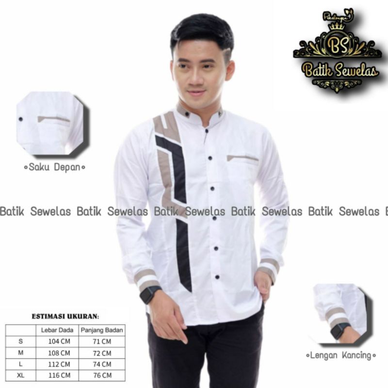 BAJU KOKO TERBARU KOKO MODERN KOKO MOTIF SINERGI KOKO HADROH HILWA-Sinergi List Abu