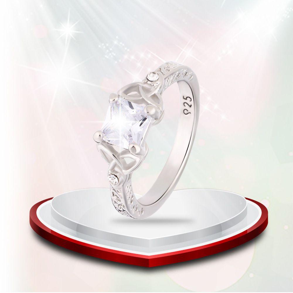 Preva Cincin Berlian Anniversary Ulang Tahun Wanita Fashion Kesederhanaan925 Sterling Silver