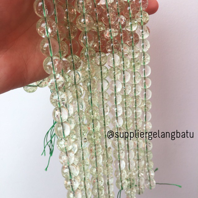 semi stone rutilated kuarsa quartz green 12mm hijau gelang kalung aksesoris beads craft supplier