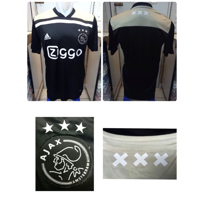 HITAM JERSEY BOLA AJAX AWAY 2018 2019 GRADE ORI