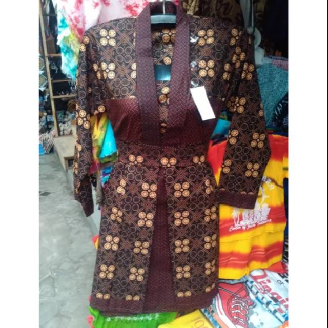 (BISA COD) SEPASANG BAJU BATIK SARIMBIT KEMEJA PRIA &amp; DRESS WANITA CAPUCINO COKLAT TUA SOUVENIR