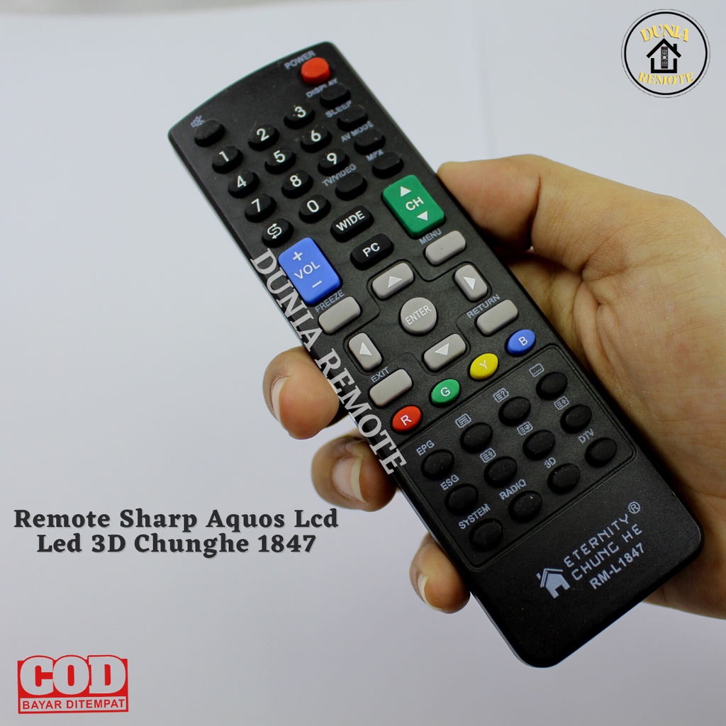 Remot Remote TV Sharp Aquos LCD LED 3D GB016WJSA 1847 tanpa setting