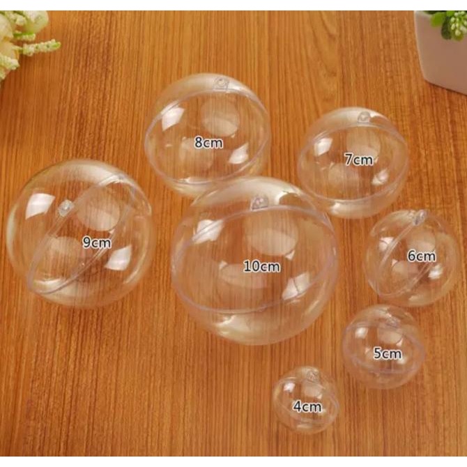 

Bola akrilik bening/ transparan bisa diisi hiasan natal ukuran 20cm ON SALE