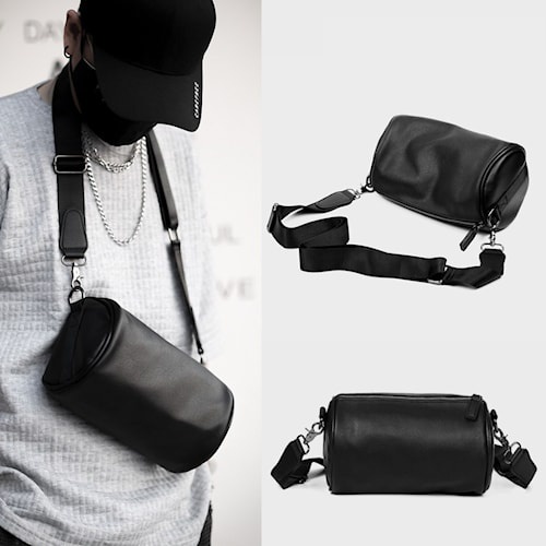 Tas Selempang Tabung Panjang Kulit Waterproof Pria Wanita