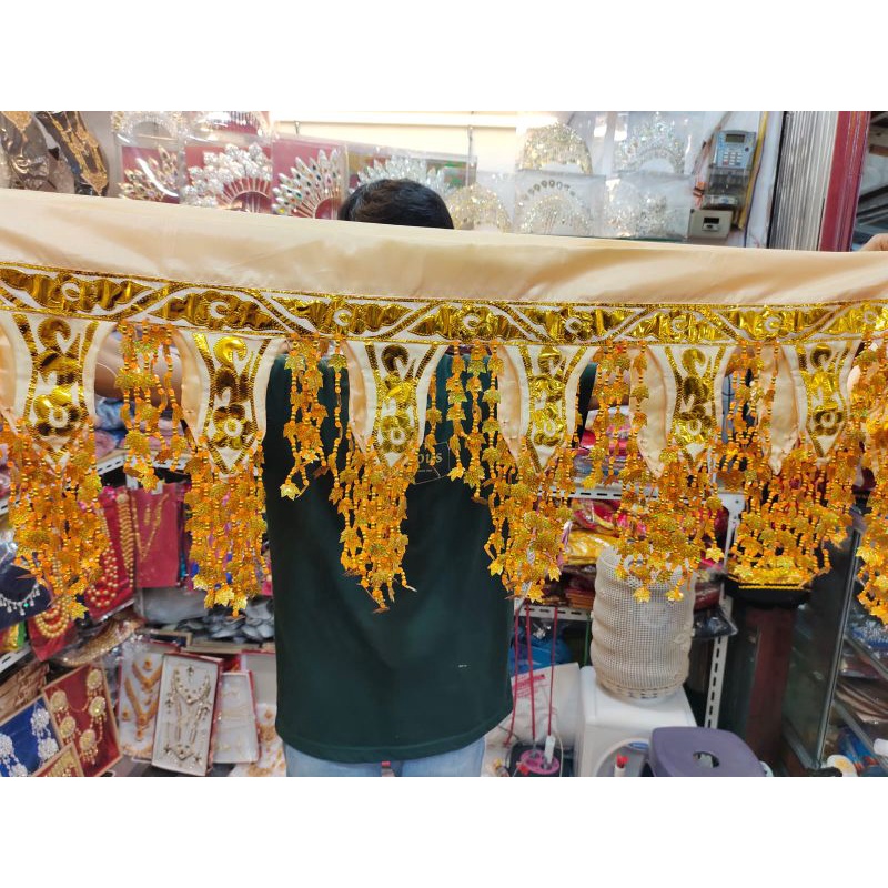 ondas cream atau tirai dekorasi panjang 3 m.