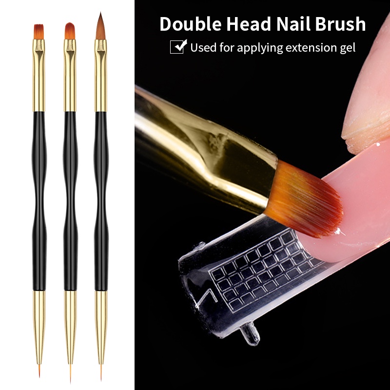 3pcs / Set Brush Pen Nail Art Akrilik 3D Ultra Tipis Untuk Menggambar Garis