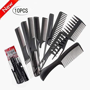 10 Sisir Set Hair Styling Untuk Salon Dan Barbershop - Sisir Pomade Sisir Barbershop Salon Pangkas Rambut 1 Set Isi 10