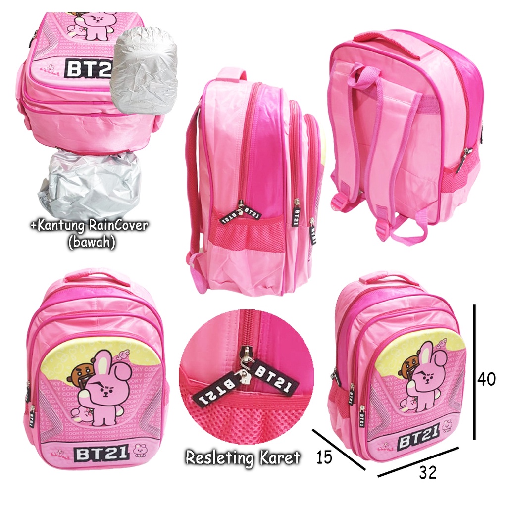 FREE RAIN COVER - TAS SEKOLAH ANAK SD 16inch GAMBAR KARTUN 3RESLETING TIMBUL IMPORT