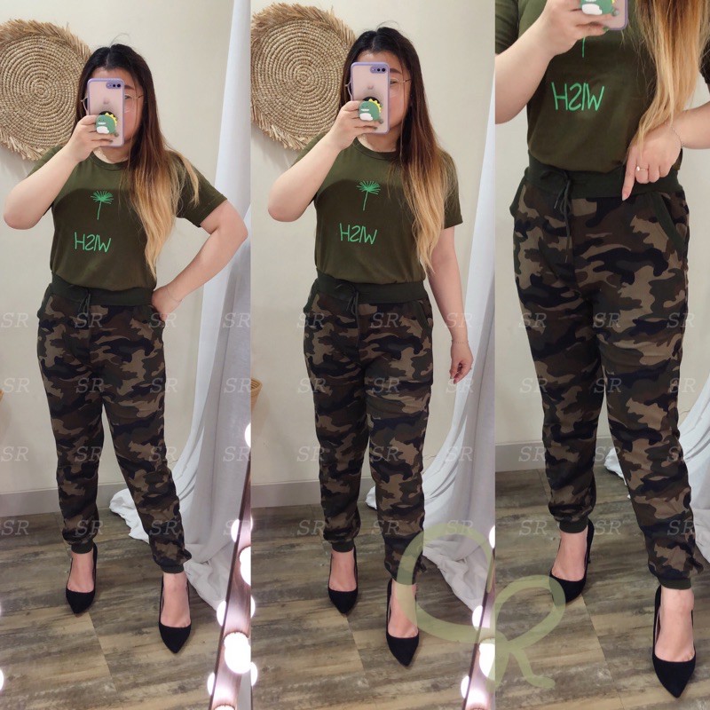 Celana Jogger Army Loreng Wanita Nyaman Melar Jumbo