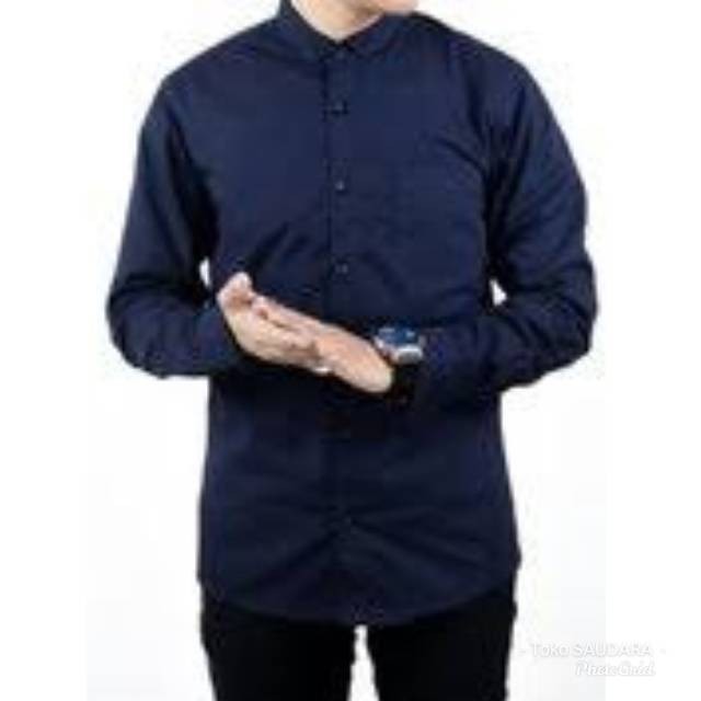 Kemeja formal pria alisan panjang biru dongker/navy original